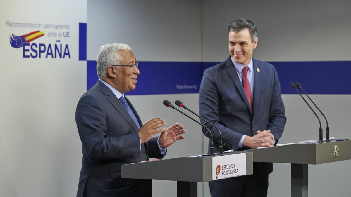 El president del Govern espanyol i el del portuguès, Pedro Sánchez i Antonio Costa.