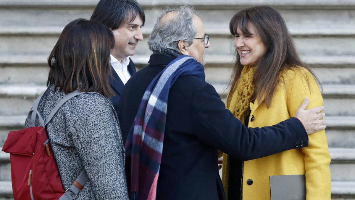 El expresident Quim Torra acompañó a Borràs en la última sesión del juicio contra ella.