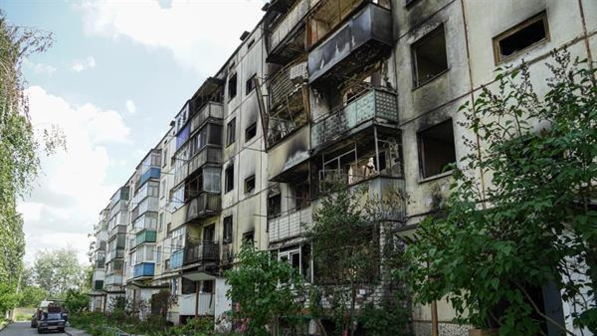 Edificis danyats a la ciutat russa de Xebékino.