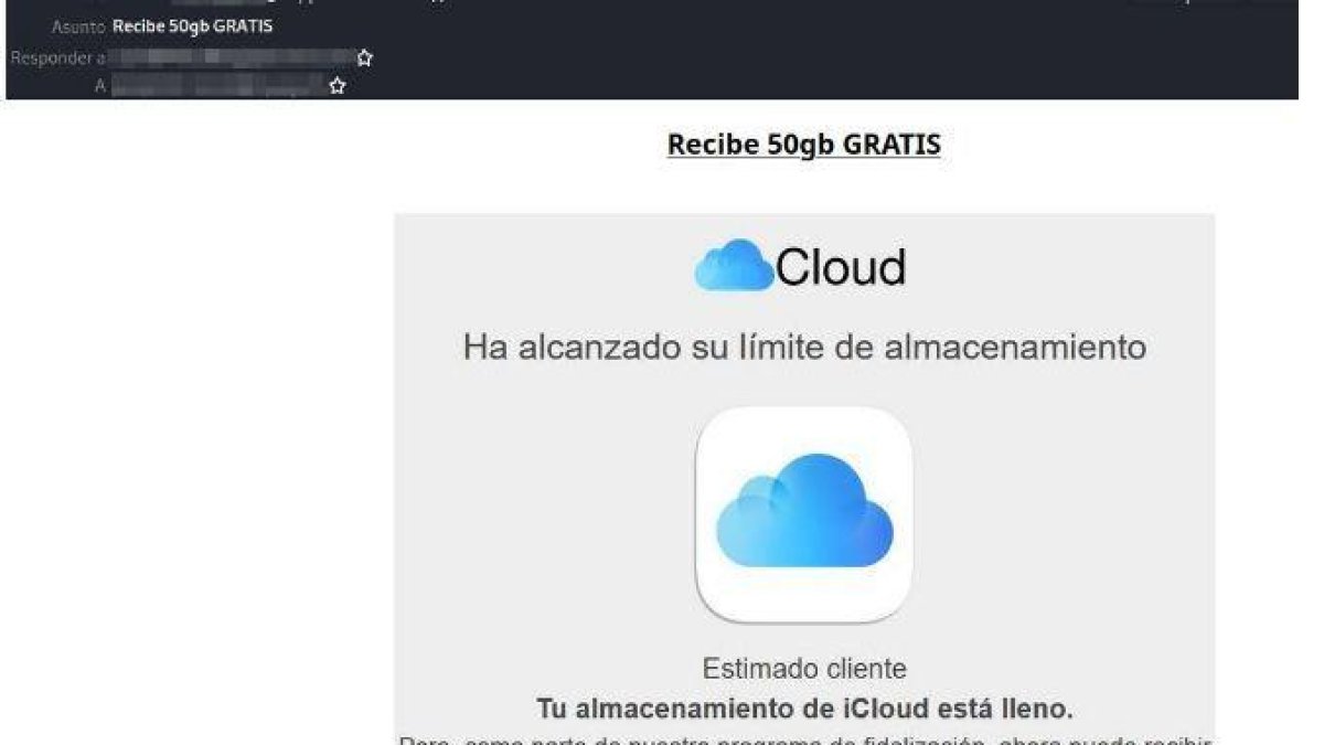 Alerta per una campanya de 'phishing' que suplanta iCloud
