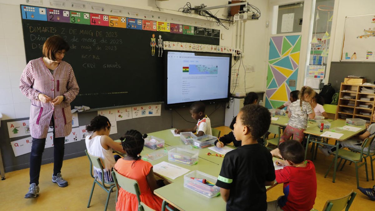 Imatge d’una classe de primària d’un col·legi de Lleida.