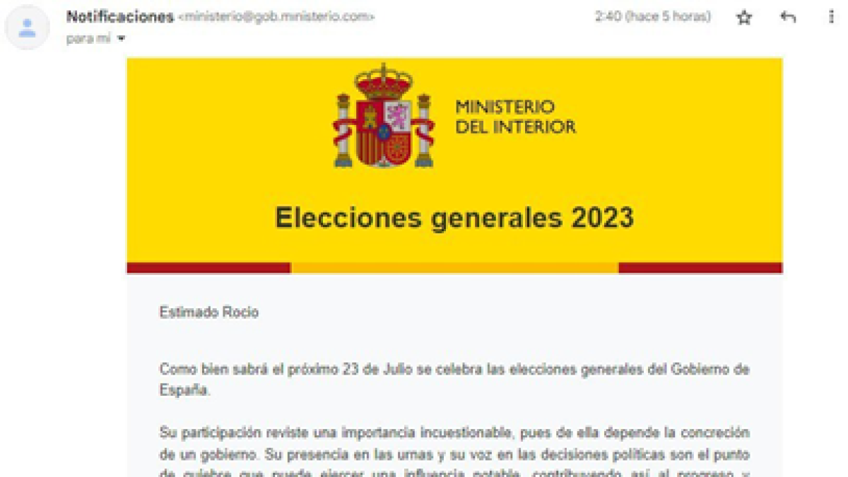 Alerten d'una estafa amb un missatge per comprovar si ets membre d'una mesa electoral