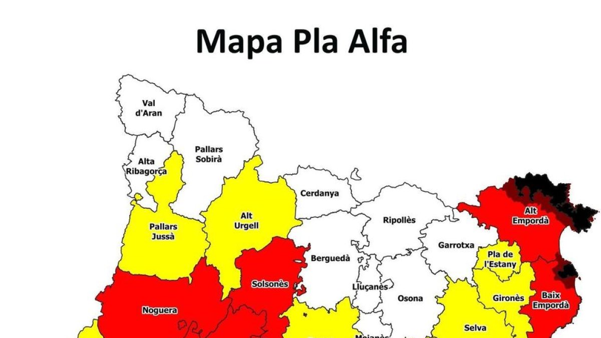 Alt risc d'incendi en fins a 58 municipis de 8 comarques