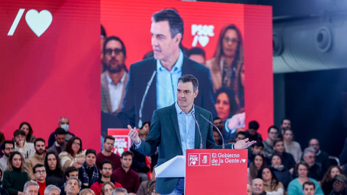 Pedro Sánchez participó ayer en la presentación de Reyes Maroto como alcaldable del PSOE en Madrid.