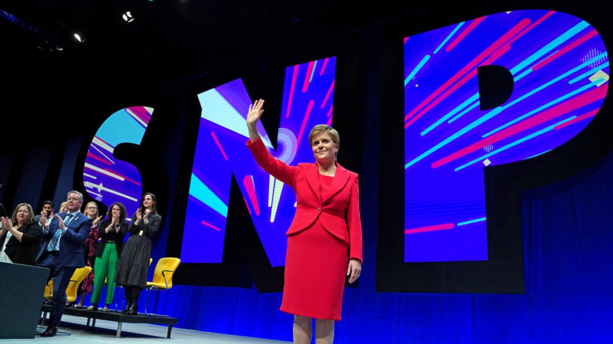 Nicola Sturgeon, durante la clausura del congreso del SNP.