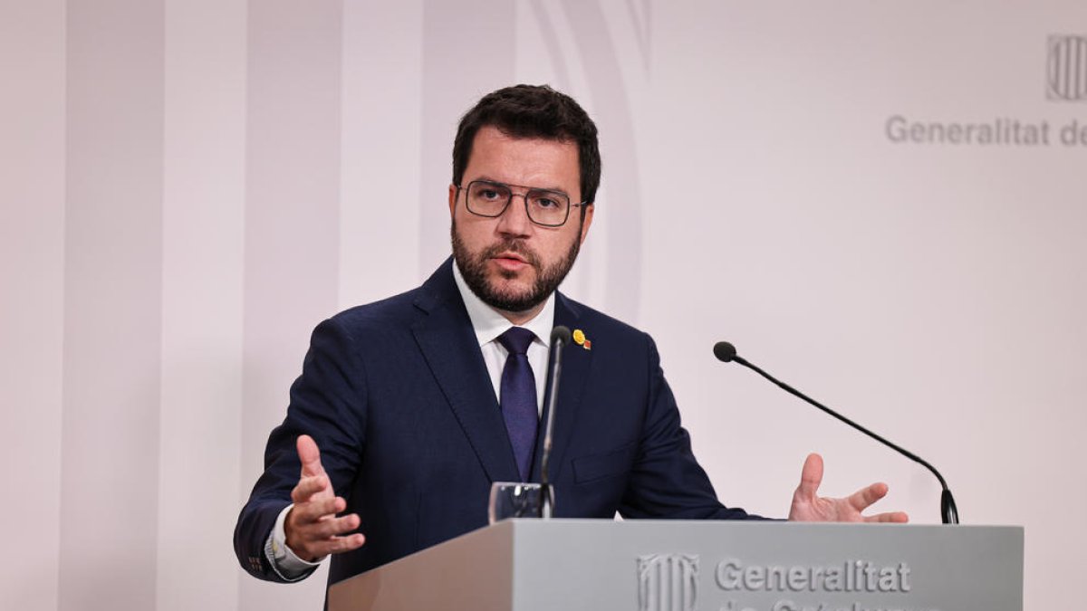 El presidente de la Generalitat, Pere Aragonès, comparece después de la primera reunión del nuevo Consejo Ejecutivo.