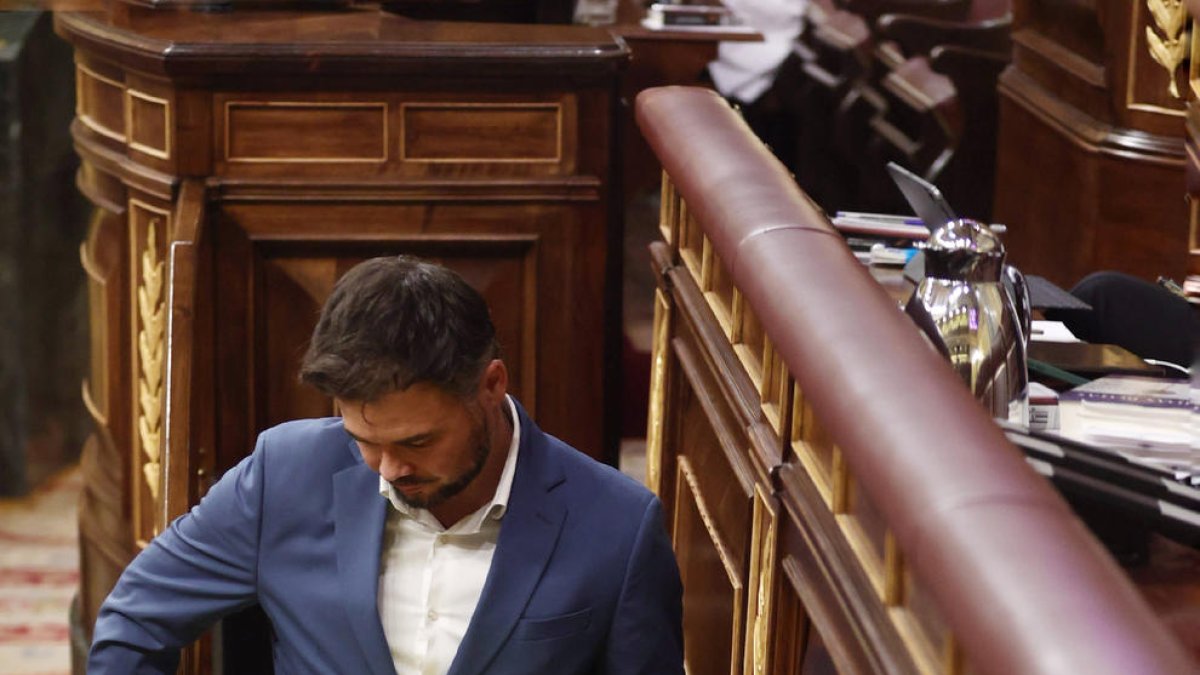 Gabriel Rufián, ayer durante en pleno en el Congreso.