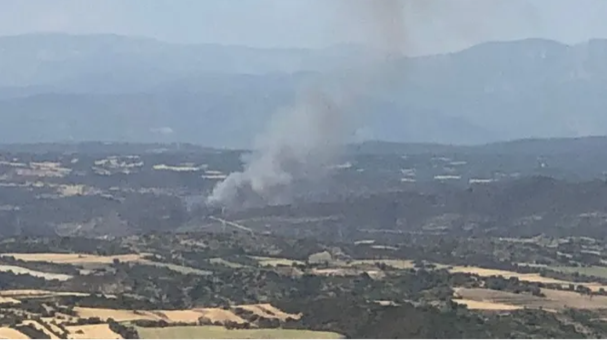 La columna de fum de l'incendi de Sanaüja (Bombers)