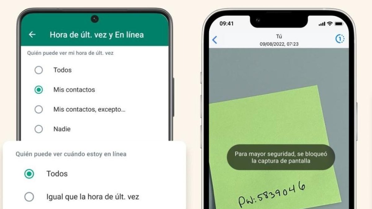 Opciones de privacidad de WhatsApp.