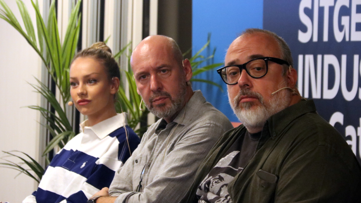 Ester Expósito, Jaume Balagueró y Álex de la Iglesia, en la presentación de ‘Venus’.