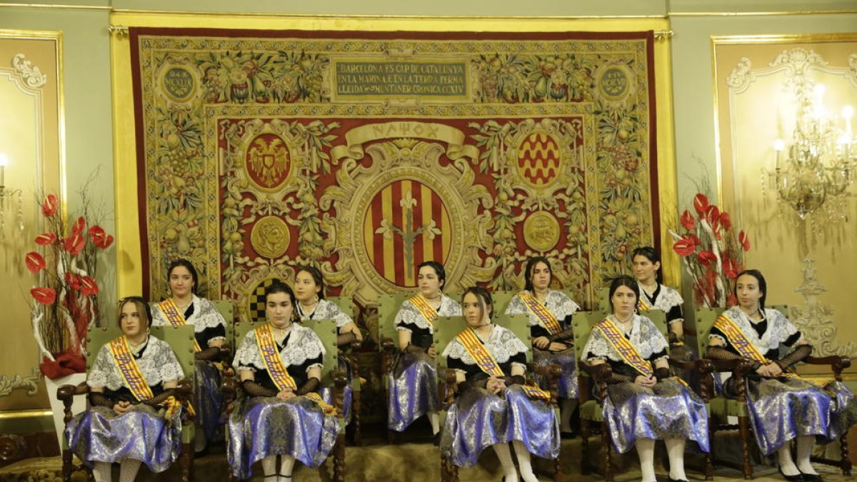 Las ‘pubilles’ de Lleida, en el pregón de las Festes de Maig de 2019.