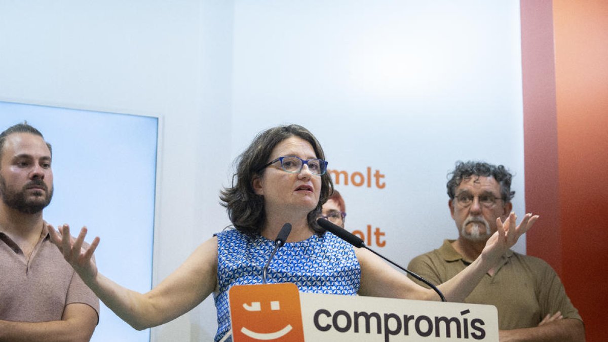 Mónica Oltra durante la rueda de prensa en la que anunció su dimisión, el 21 de junio de 2022.