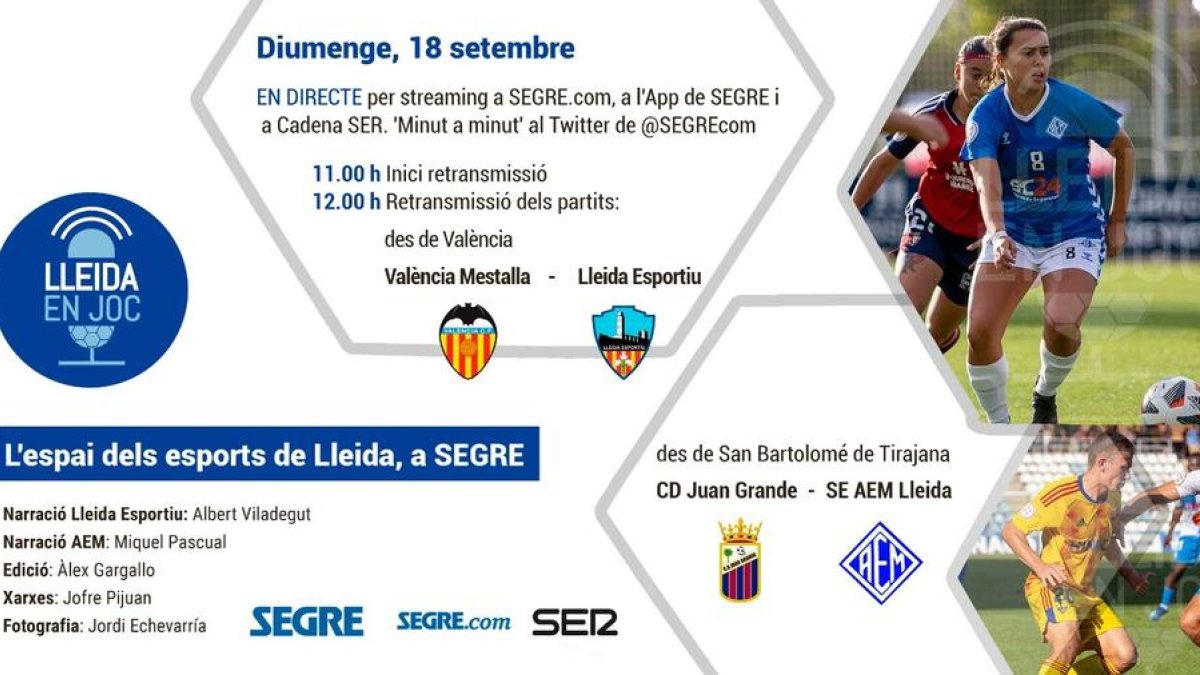 Aquest diumenge, doble partit a #LleidaEnJoc: Lleida Esportiu i AEM