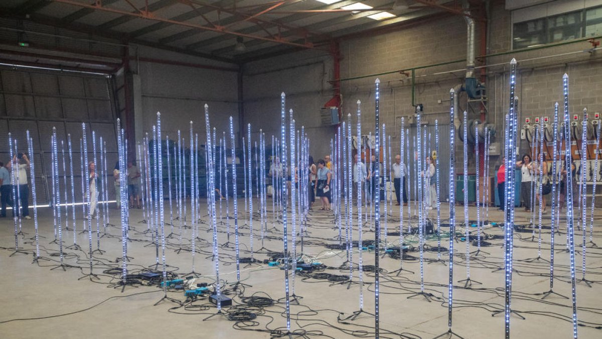 Una vista de la instal·lació inmersival electrònica ‘Call Out’, ahir al complex Planta de Sorigué.