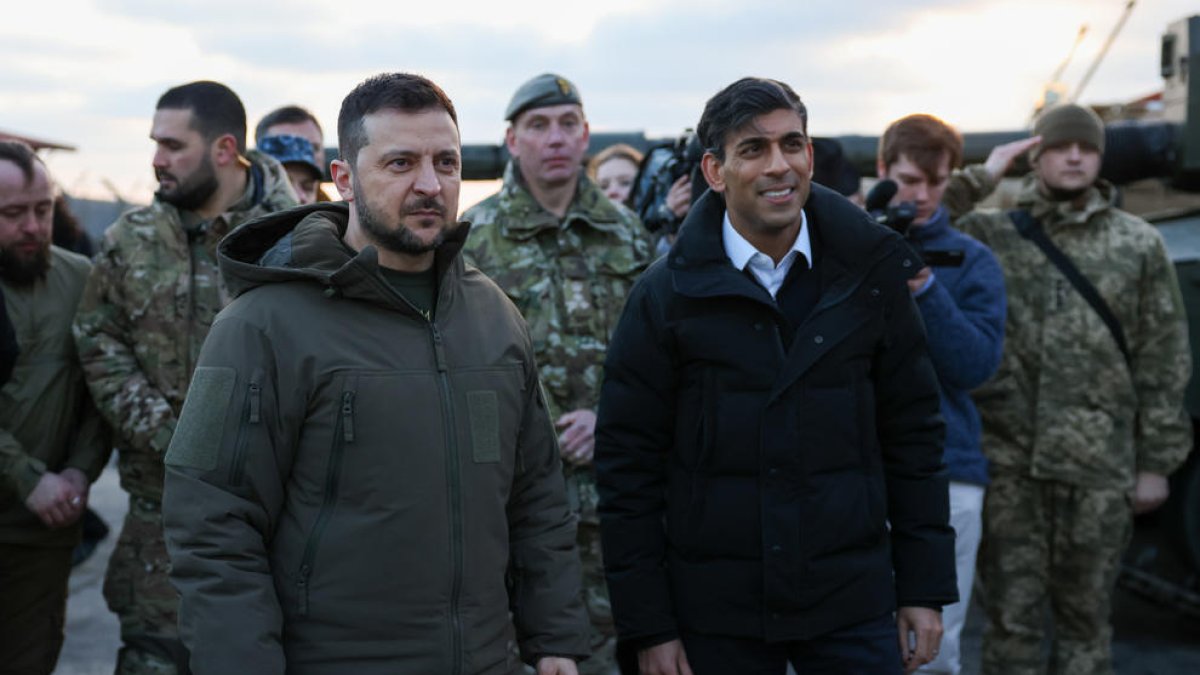 Volodímir Zelenski, ayer junto a Rishi Sunak en Londres.