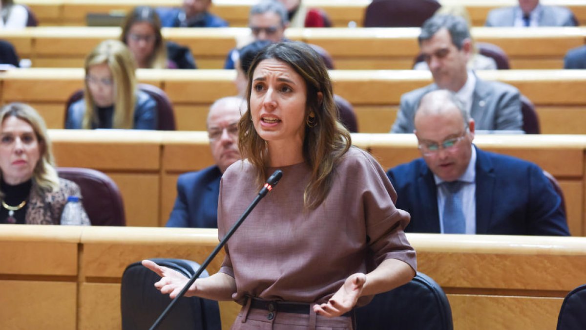 La ministra d’Igualtat, Irene Montero, ahir al Senat.