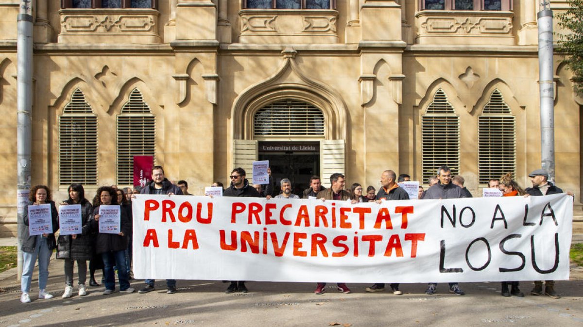 Mobilització. El mes passat un grup de docents, personal i estudiants van protestar contra la nova llei d’Universitats.