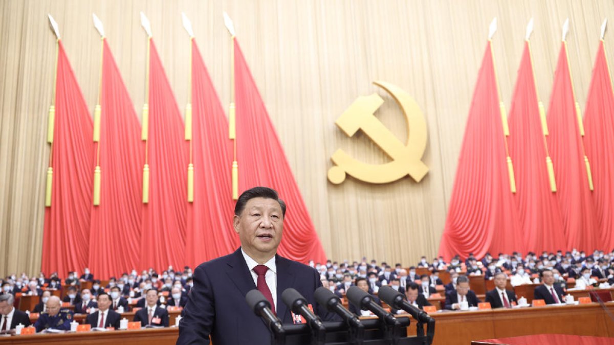 El president xinès, Xi Jinping, durant la seua intervenció en el Congrés Nacional del Partit Comunista.
