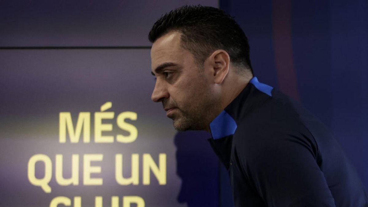 Xavi Hernández, ahir en roda de premsa.
