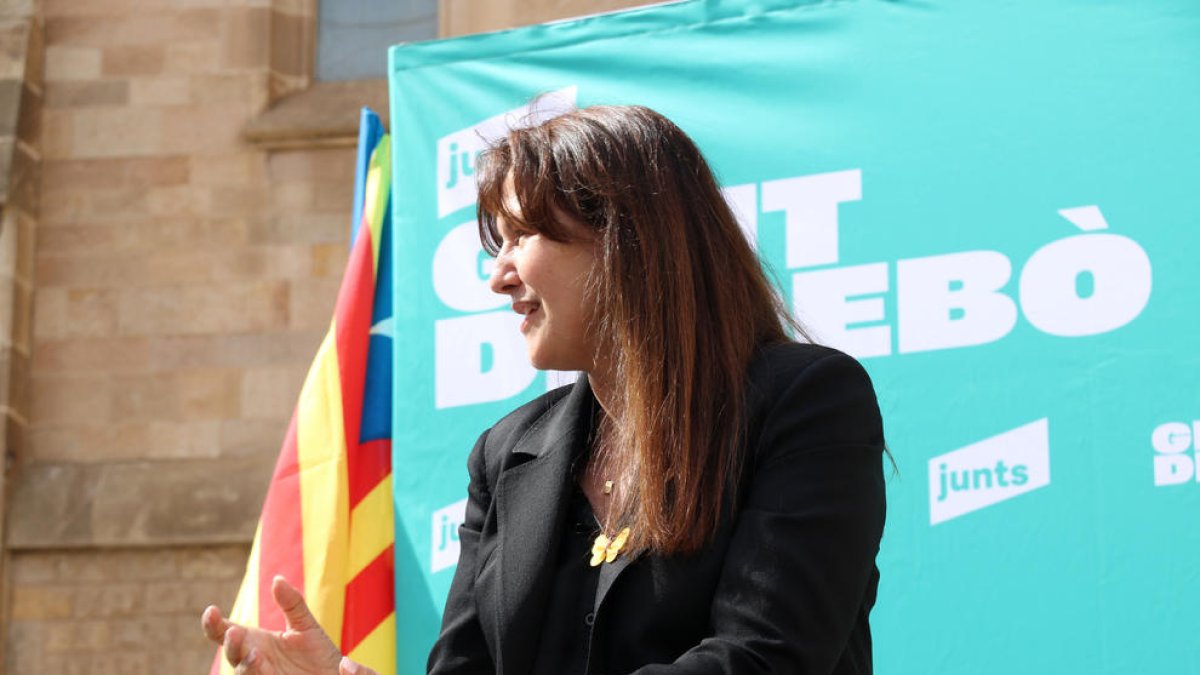 La presidenta de Junts, Laura Borràs, ahir a Sabadell.