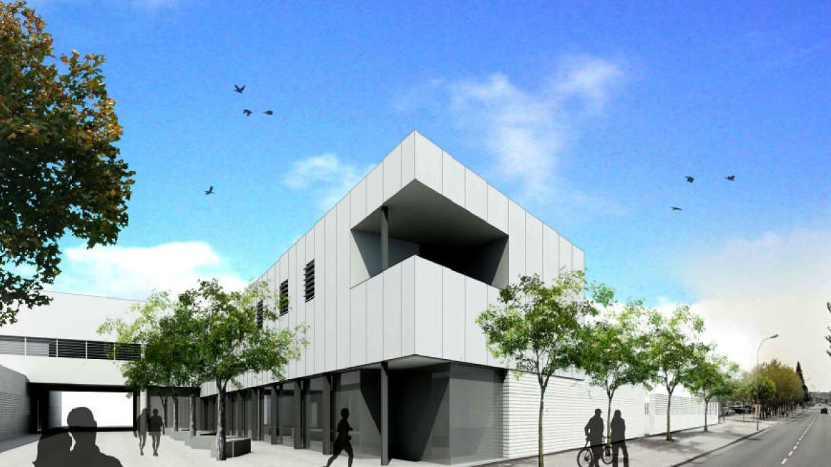 Imatge virtual del nou edifici, amb sortida a la carretera de Miralcamp.