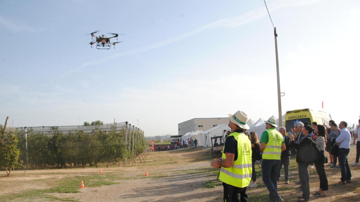 Demostración de uso de drones para el tratamiento de fitosanitarios en las fincas.