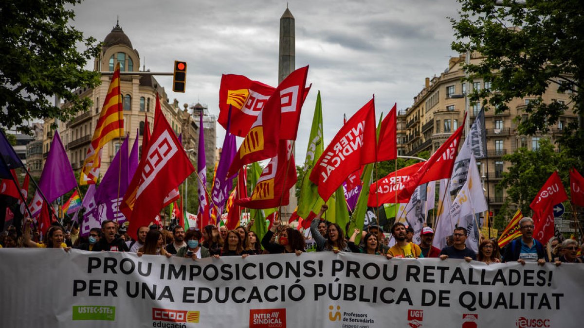 Una manifestación en Barcelona de la anterior huelga educativa.