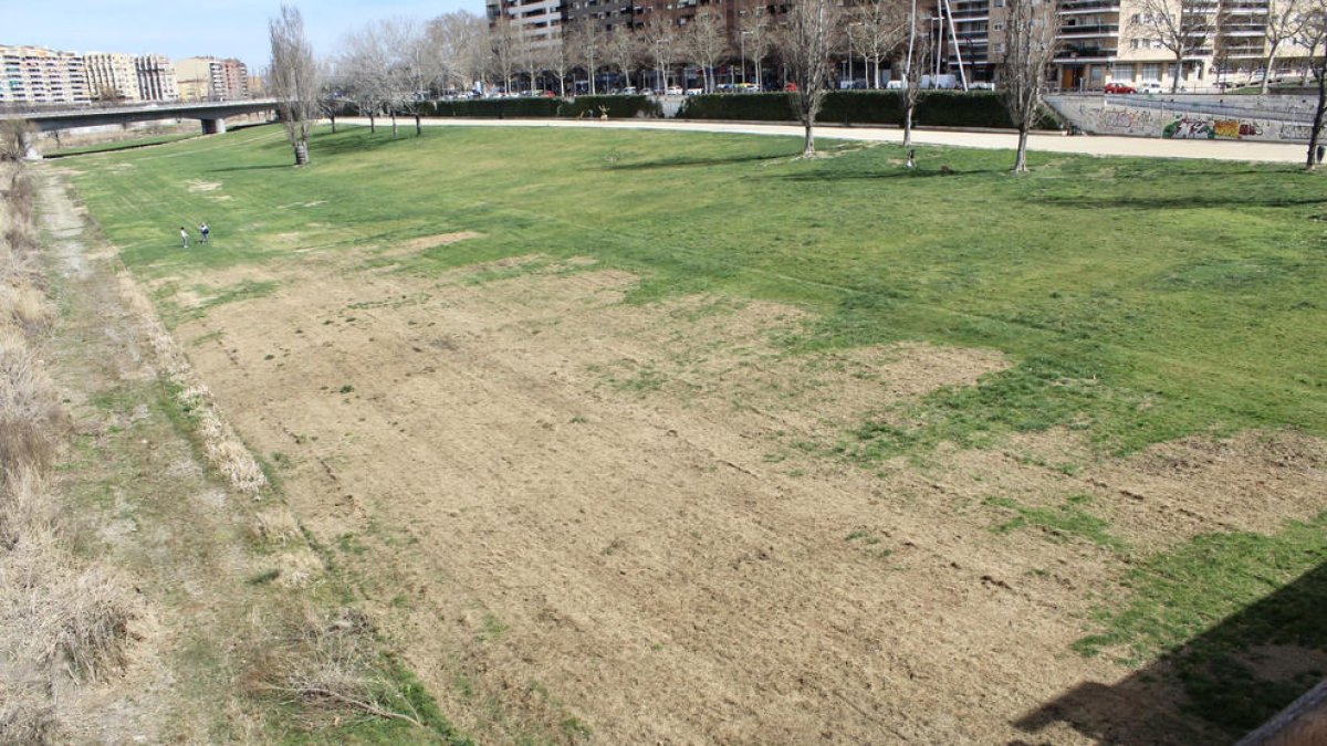 La canalització, ahir.