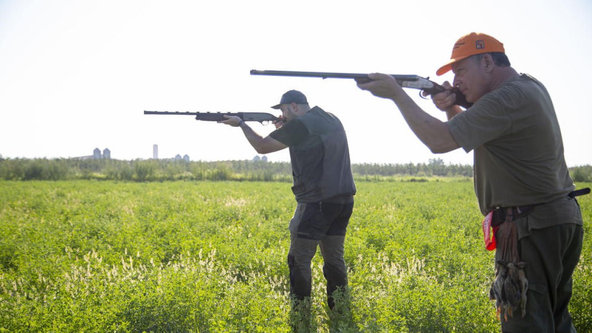 Caçadors que van començar ahir la temporada de mitja veda a Bell-lloc.