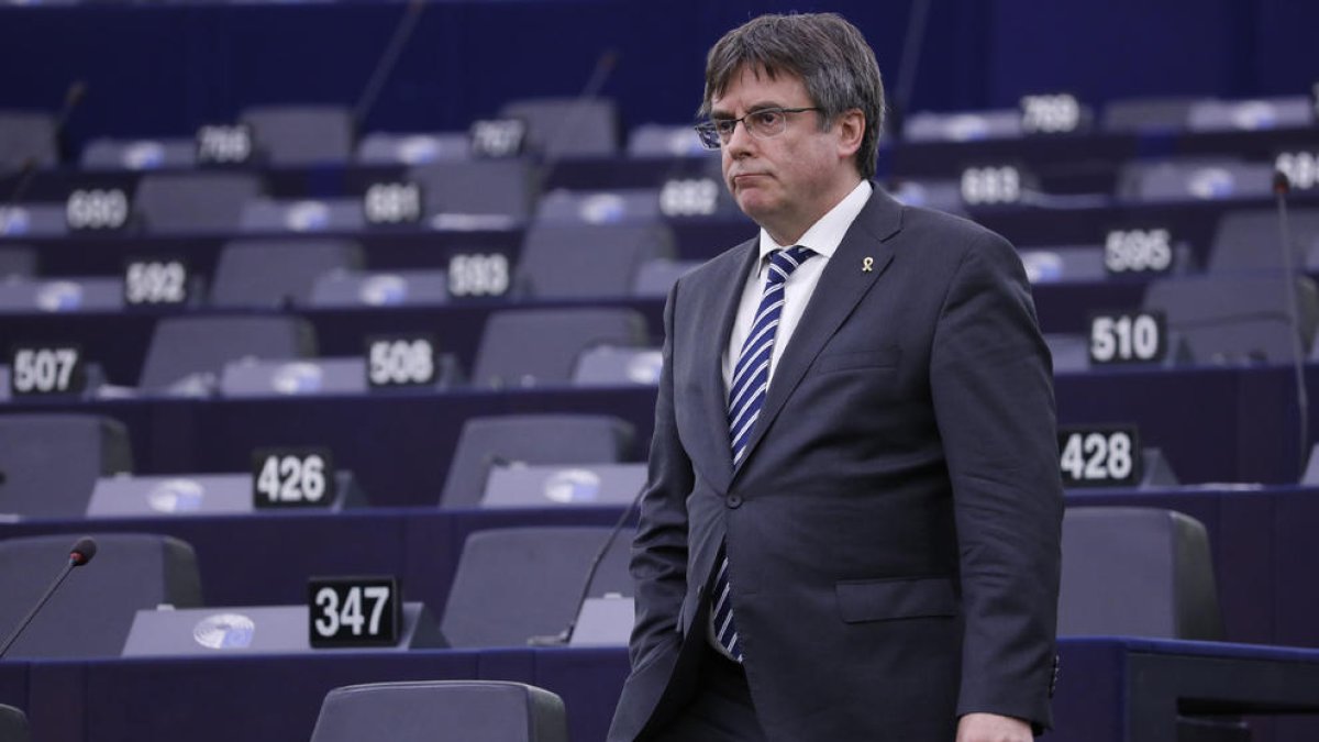 El expresident de la Generalitat, Carles Puigdemont, en el Parlamento Europeo.