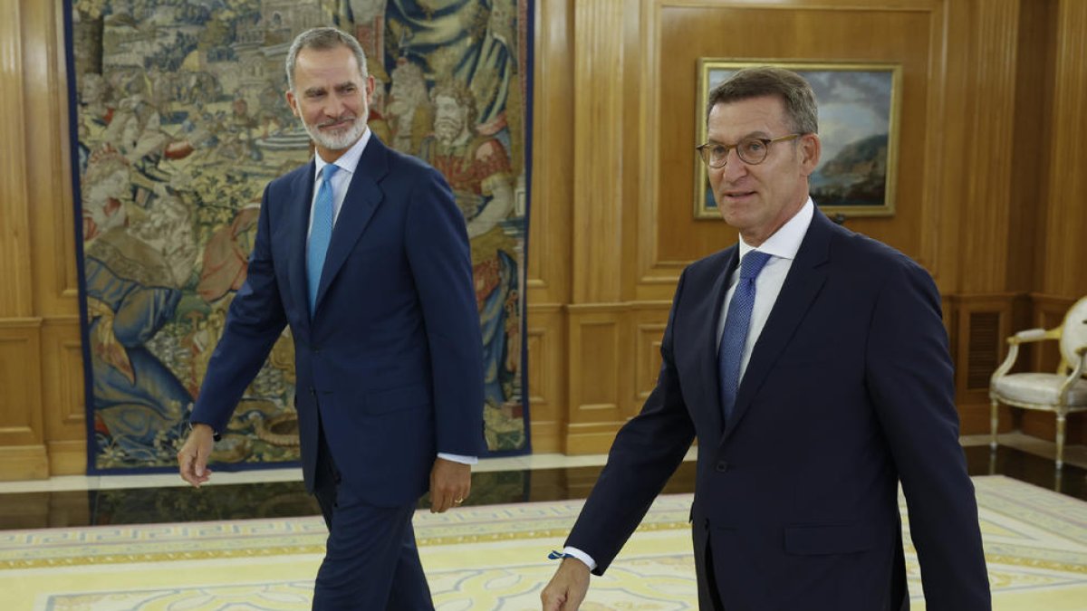 El líder del PP, Alberto Núñez Feijóo, cerró la ronda de contactos del monarca con los partidos.