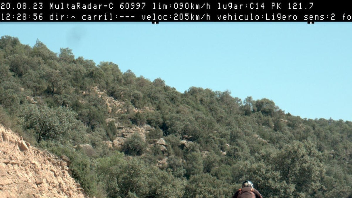El motorista detectado por un radar a 205 km/h en Oliola.