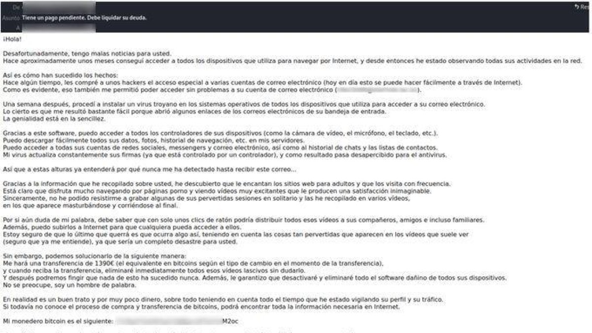Alerta per correus fraudulents que extorsionen amb suposats vídeos íntims