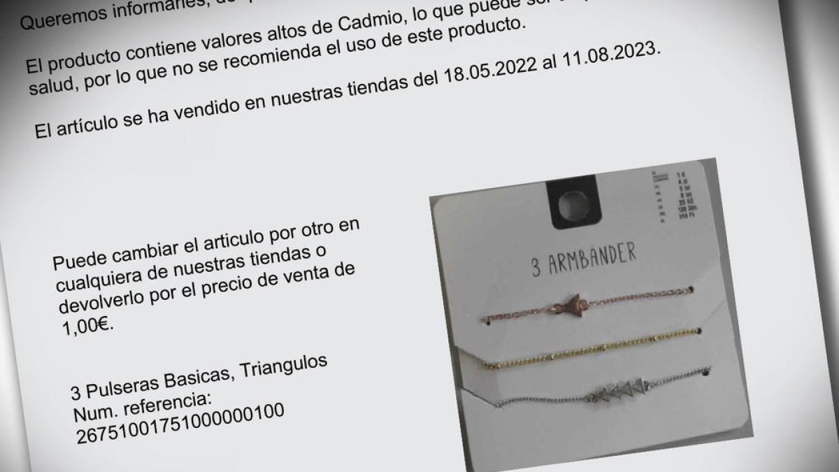 Tedi retira un juego de brazaletes porque contiene altos niveles de cadmio