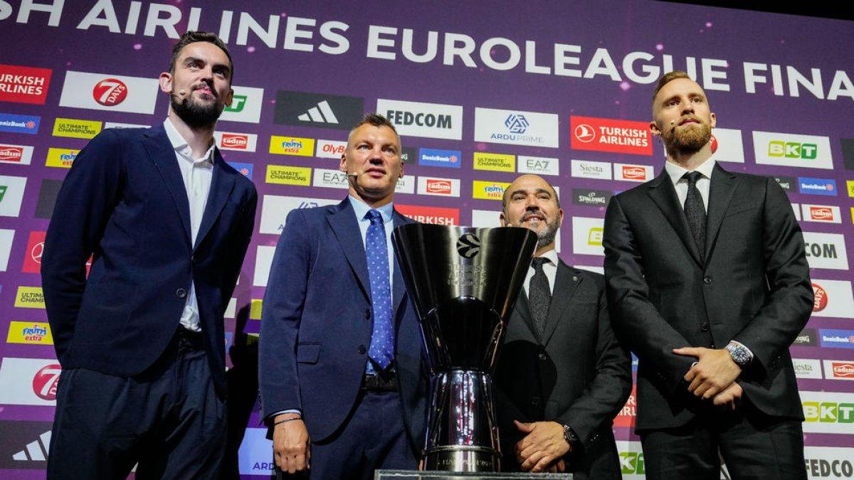 Jasikevicius, Satoransky, Chus Mateo y Musa, en la rueda de prensa.
