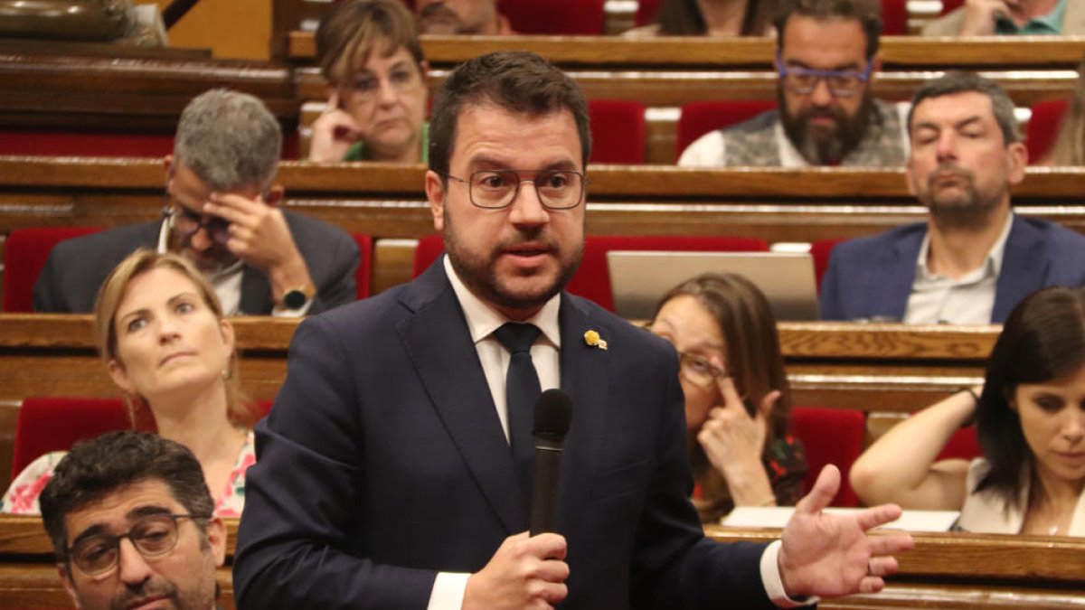 Pere Aragonès en el Parlament el pasado 20 de julio.