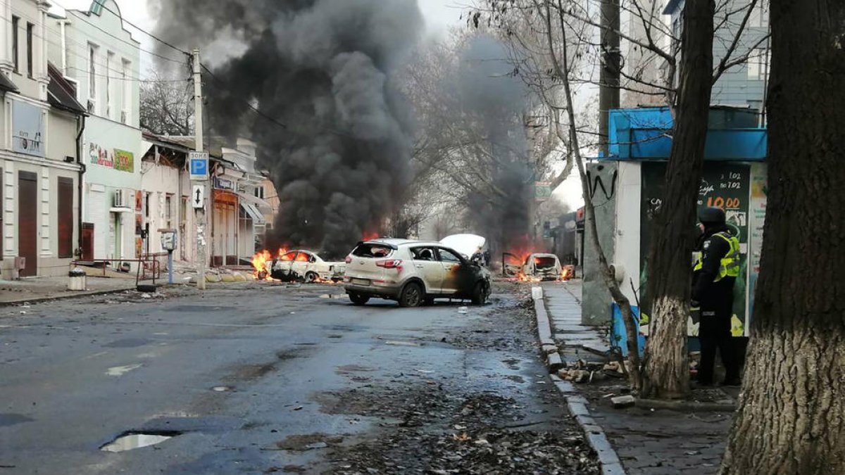 Imatge dels bombardejos russos del cap de setmana a Kherson.