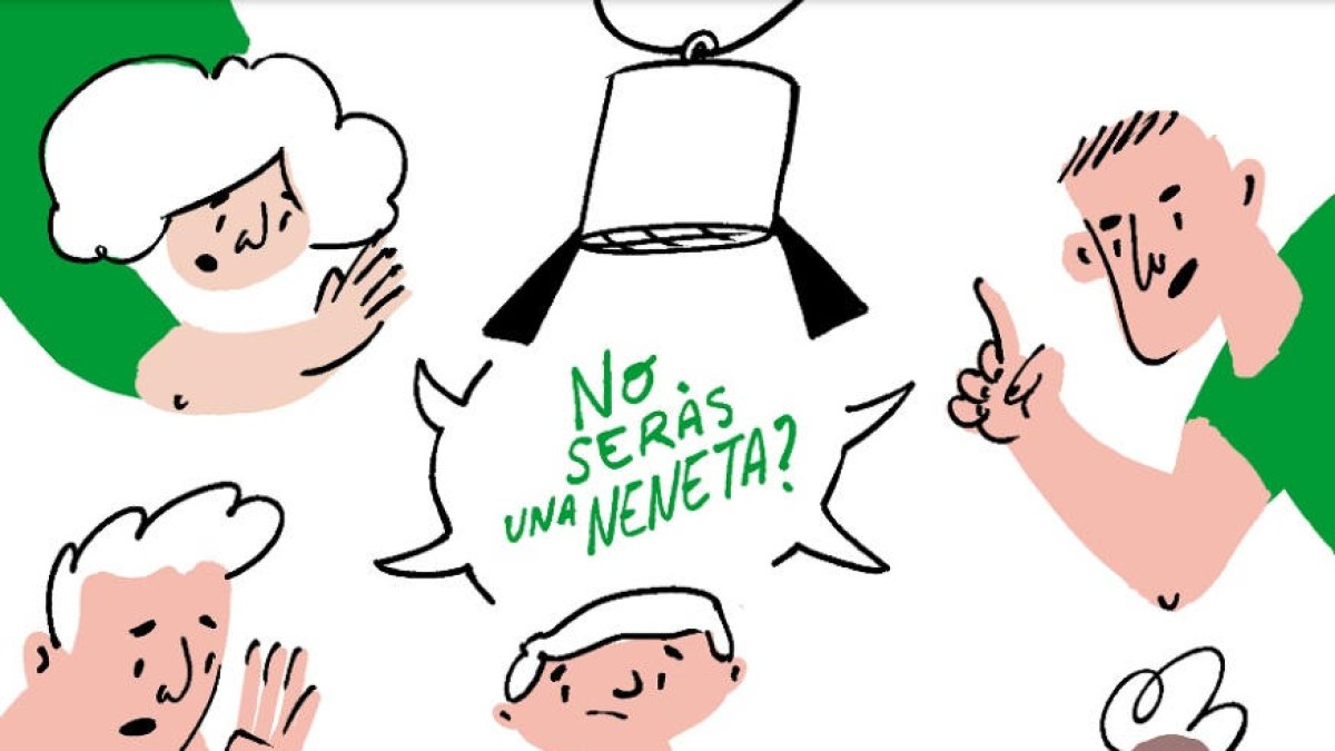 Cuatro de las ilustraciones, de Momo Estudi, que acompañan la guía de Antisida Lleida.