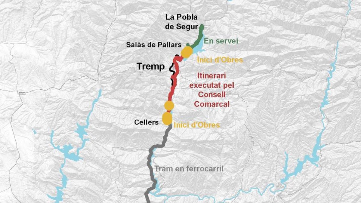 Mapa de la ruta cicloturística dels Llacs .
