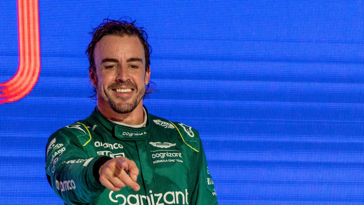 Fernando Alonso, al podi del GP de l’Aràbia Saudita.