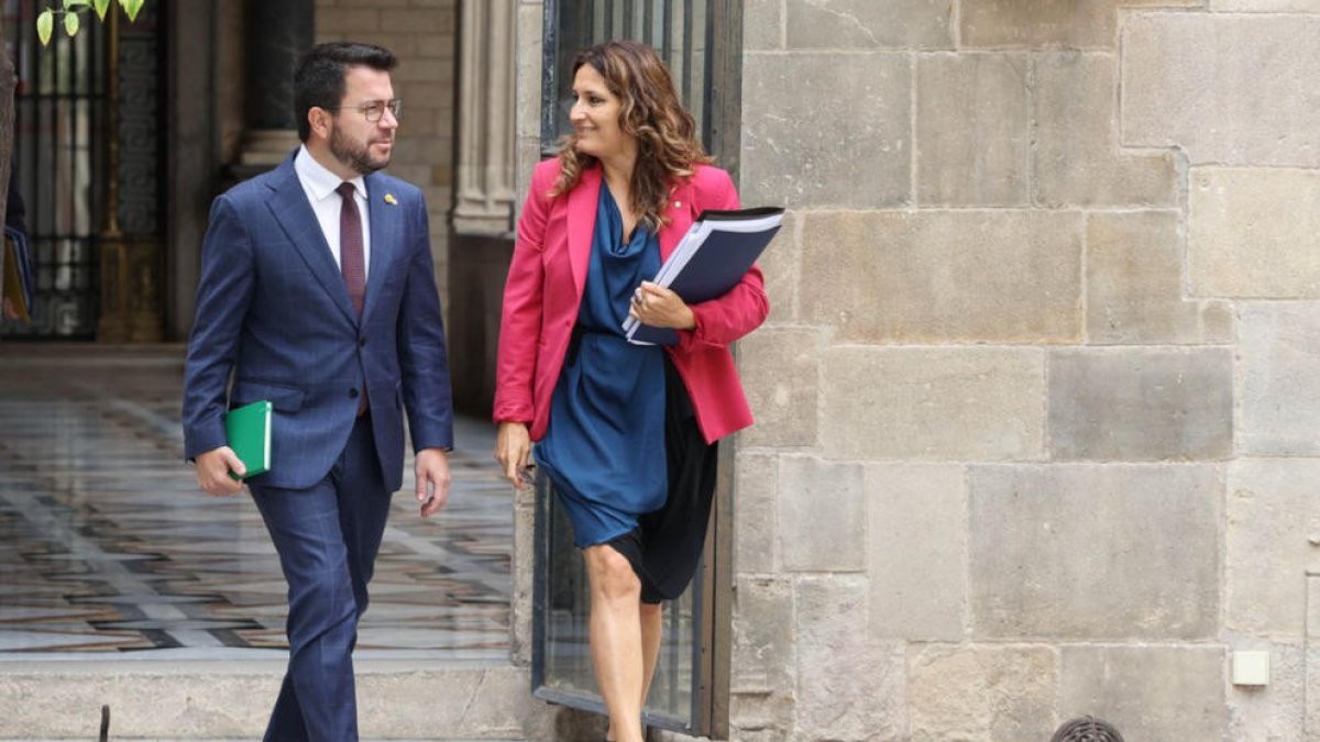 Pere Aragonès, ahir amb la consellera de Presidència, Laura Vilagrà.