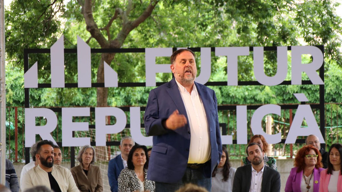Junqueras en el acto que ERC celebró ayer en Girona.