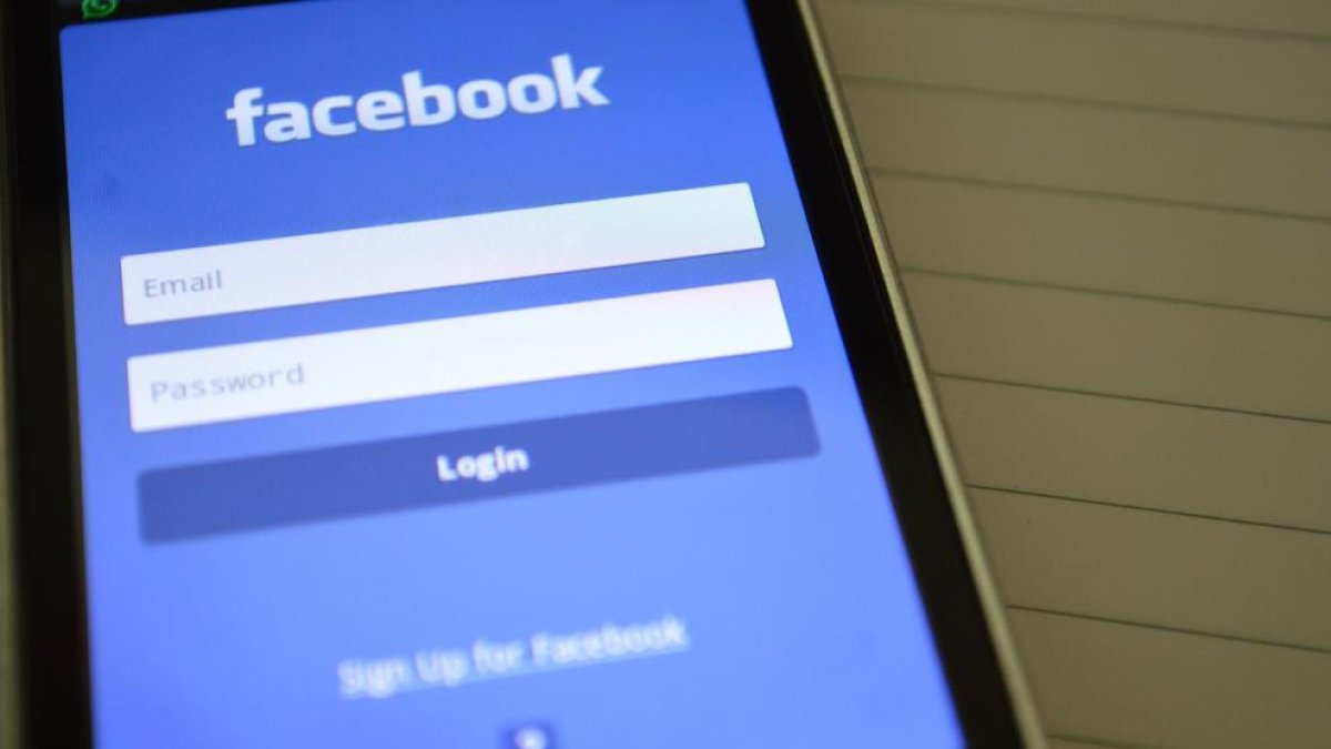 La pantalla de inicio de sesión de Facebook.