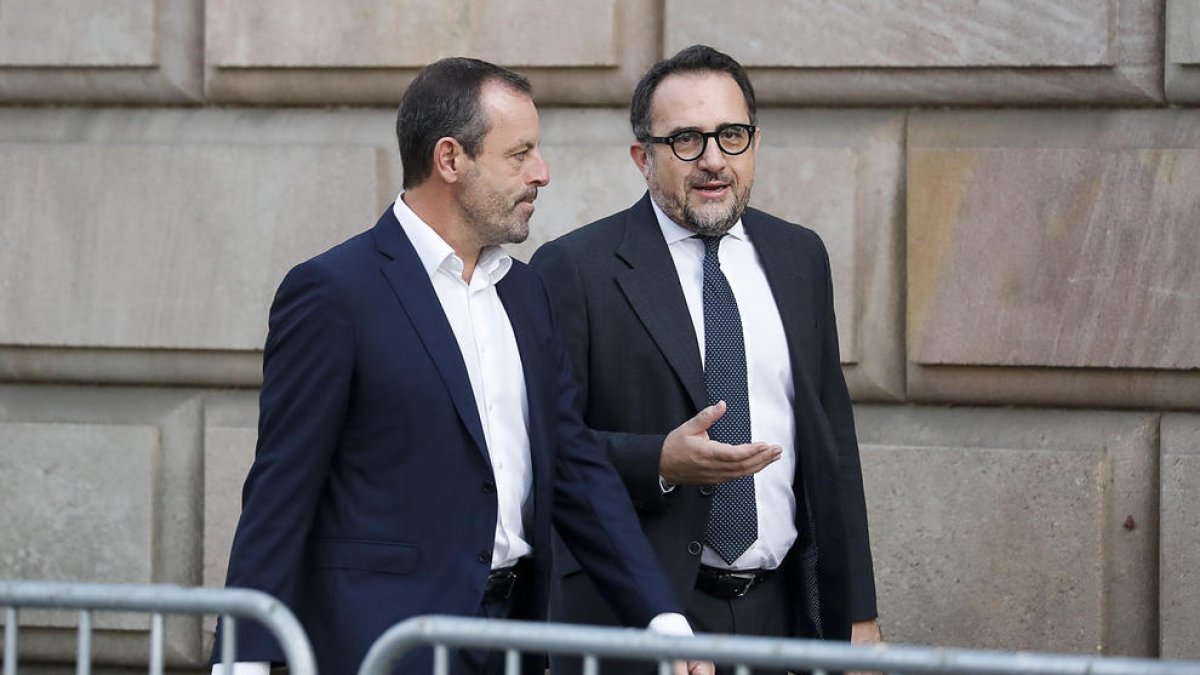 Sandro Rosell, ahir davant de l’Audiència de Barcelona, on se celebra el judici.