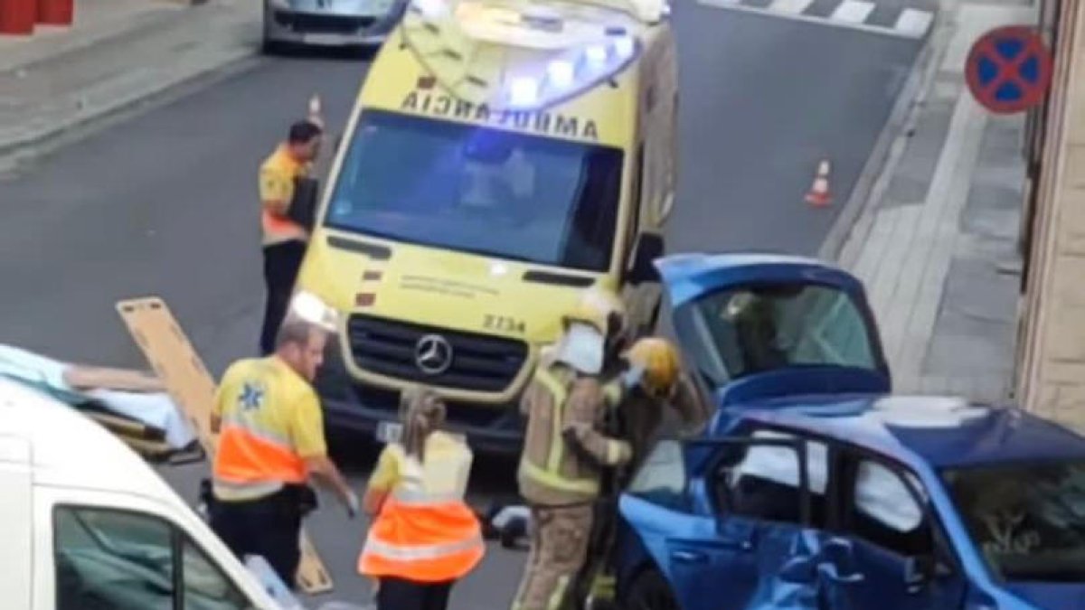 Imatge d’una col·lisió ahir al matí a Almacelles.