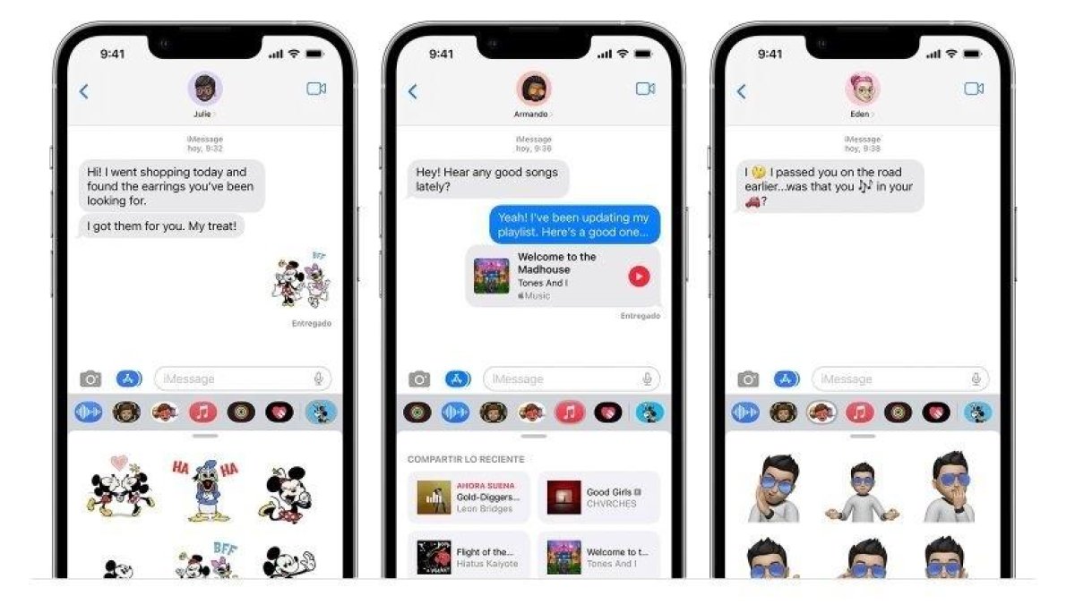 Interfície d'iMessage.