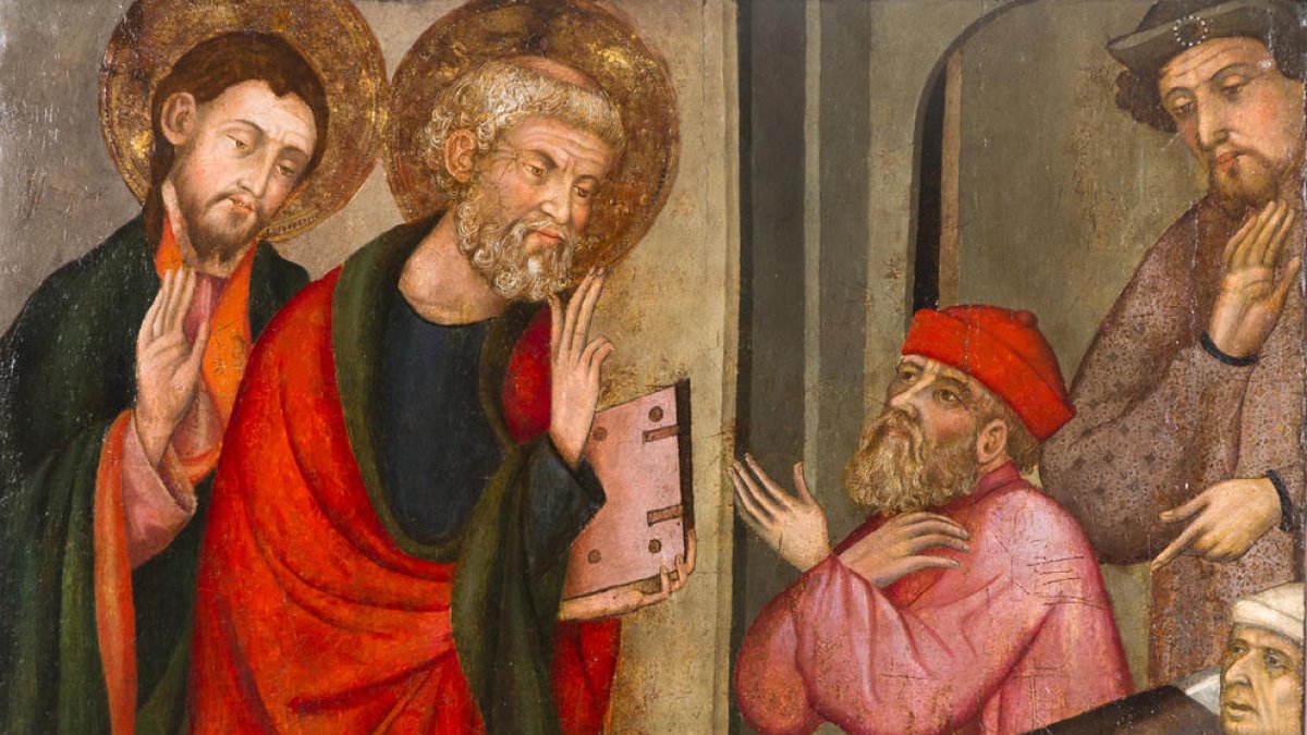 Taula de ‘La curació d’Eneas’, del retaule de l’església de Cubells.