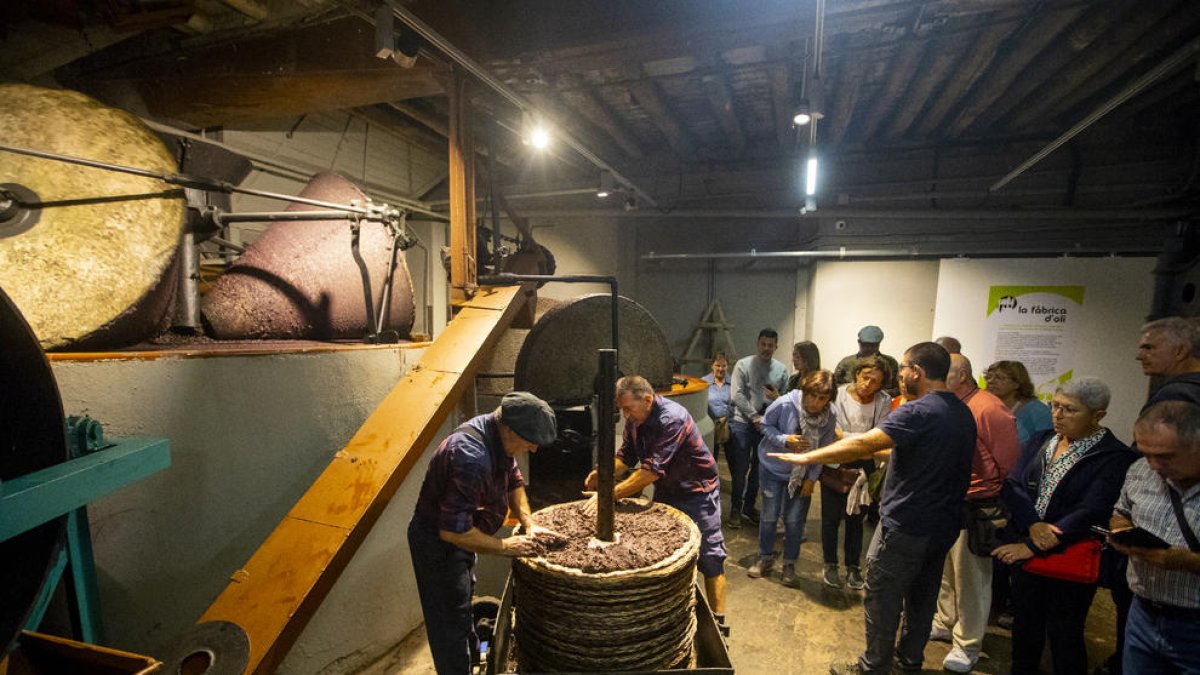 Granadella. Demostración de cómo se elaboraba el aceite hace un siglo.