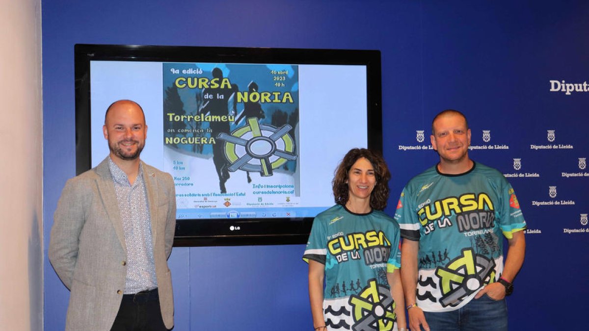 Jordi Verdú, Irene Vendrell i Xavier Torres, ahir durant la presentació de la prova.