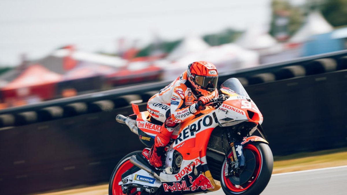Marc Márquez, rodando ayer en el circuito de Assen.